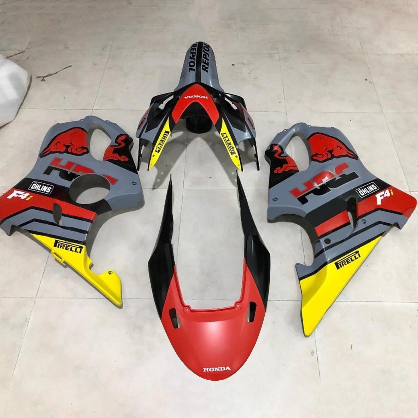 Amotopart Honda CBR600 F4I 2004-2007 Kit de carenagem Pirelli Red & Yellow Pirelli