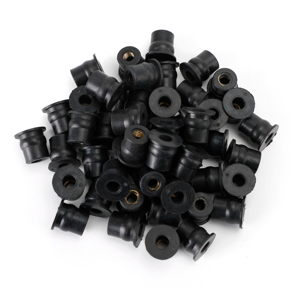 50 Stück M6 Gummi-Nutmuttern für Windschutzscheibe und Verkleidung, 6-mm-Wellmuttern, passend für 13-mm-Loch
