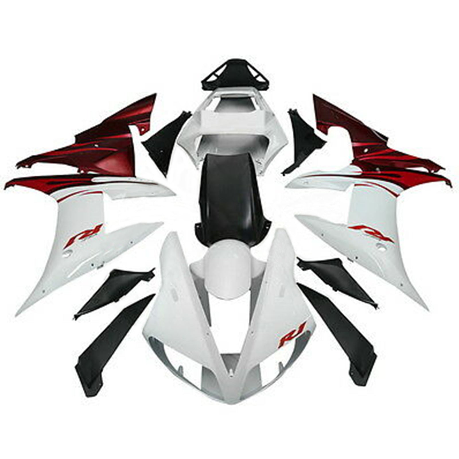 Amotopart 2002-2003 Yamaha YZF-R1 Kit de carénage blanc et rouge