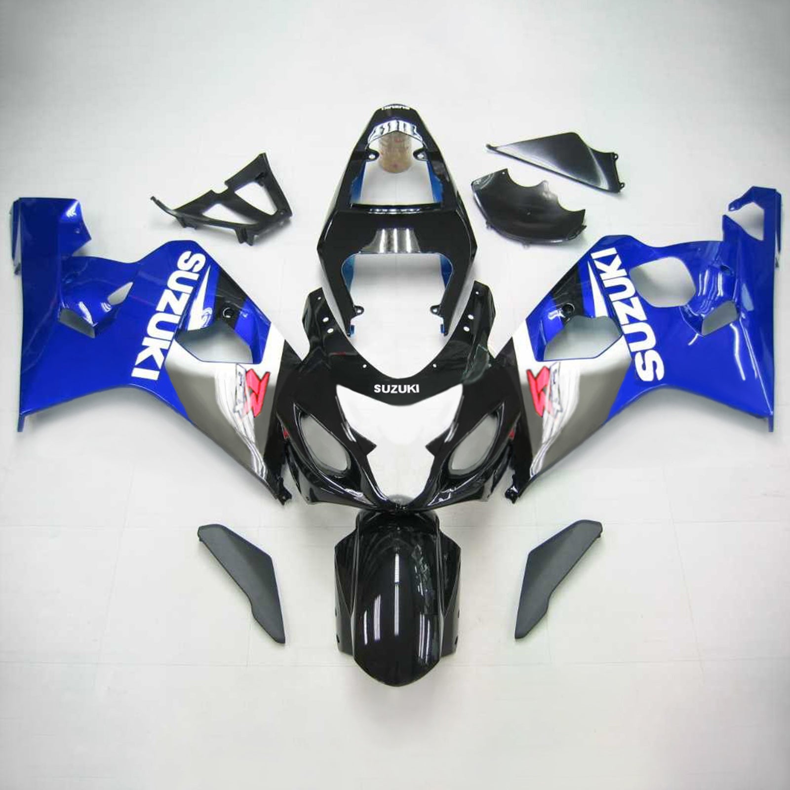 Amotopart Suzuki 2004-2005 GSXR 600/750 Sort med Blue Fairing Kit