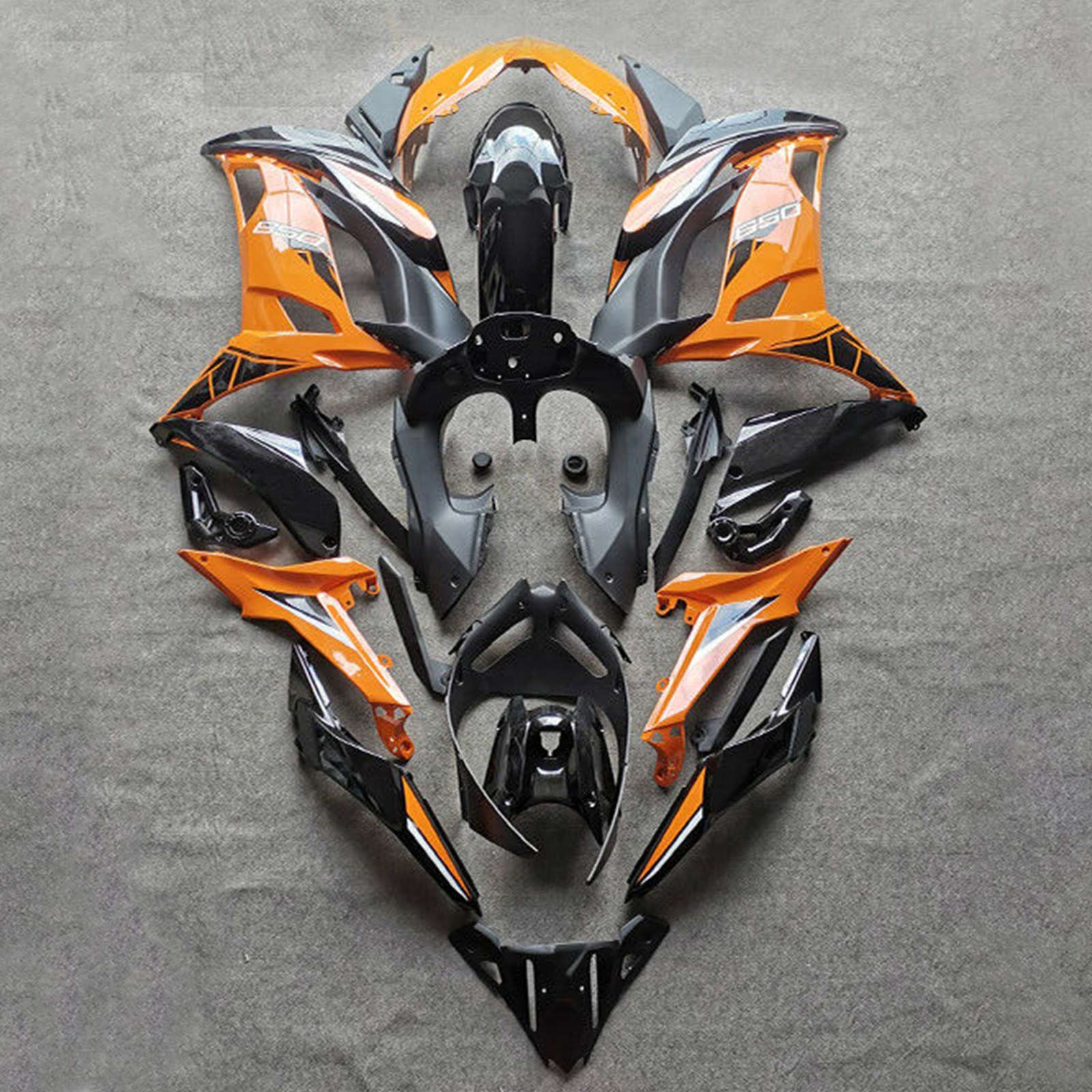 Amotopart 2020-2024 Kawasaki ER-6F Ninja650 Black&Orange Fairing Kit