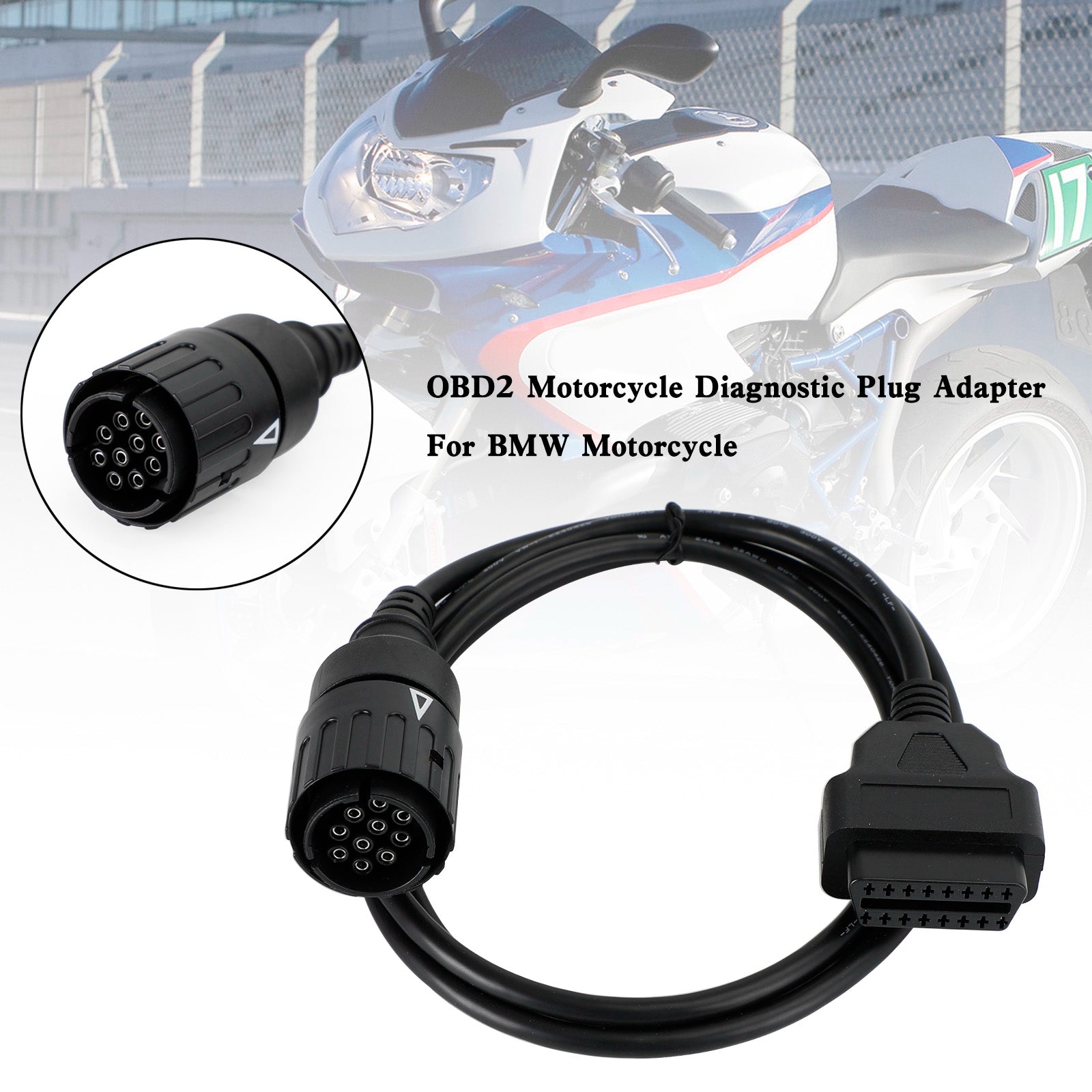 Motorcycle 10 Pin To 16Pin For BMW OBD2 Cable Connector Diagnostic Scanner Cable Generic