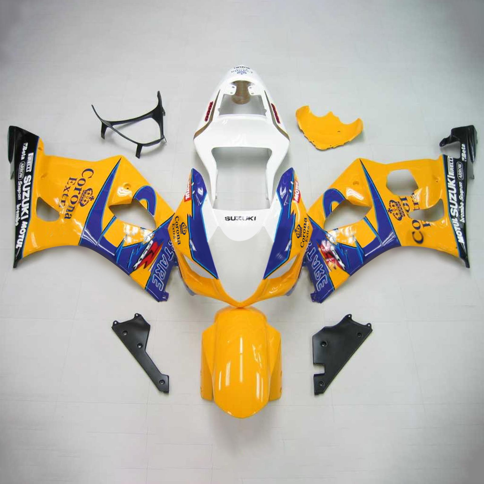 Amotopart Suzuki 2003-2004 GSXR1000 Yellow White Fairing Kit
