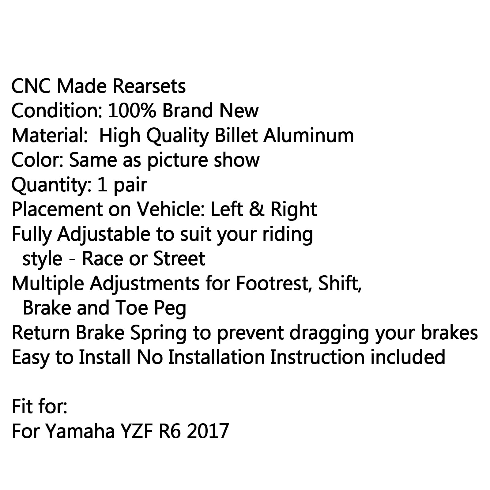 Pedane pedane posteriori regolabili per moto per Yamaha Yzf R6 2020