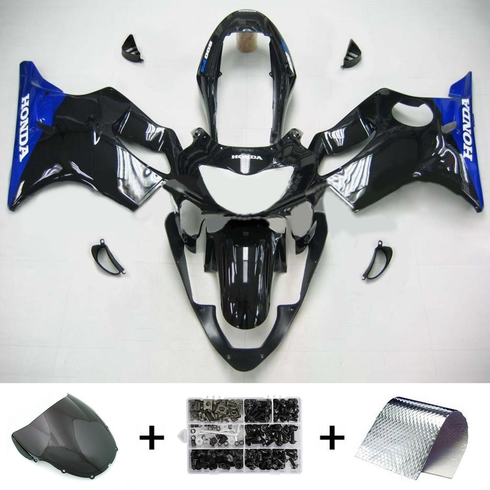 Amotopart Honda CBR600F4 1999-2000 Schwarz&Bblauer Verkleidungssatz