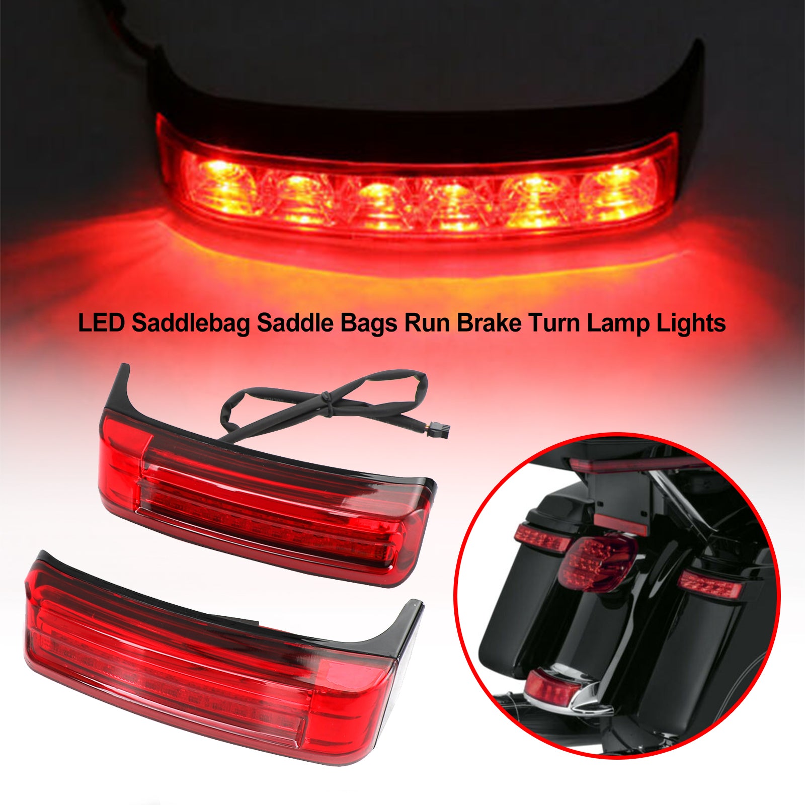 LED Saddlebag Saddle Bags Run Brake Turn Lamp Lights For Touring 2014-2021 Generic