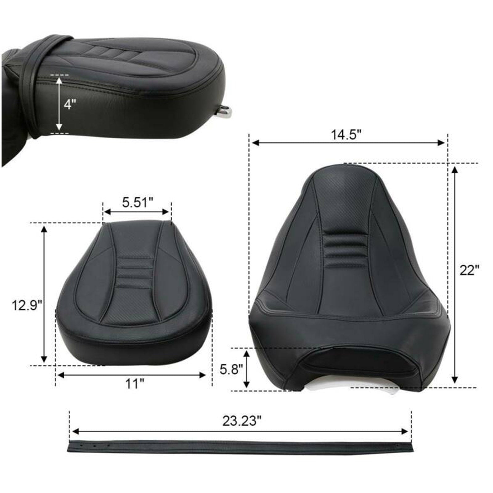 Harley Driver Passenger Seat Fit For Harley Touring Cvo Road Glide Fltr 2009-2020 Black