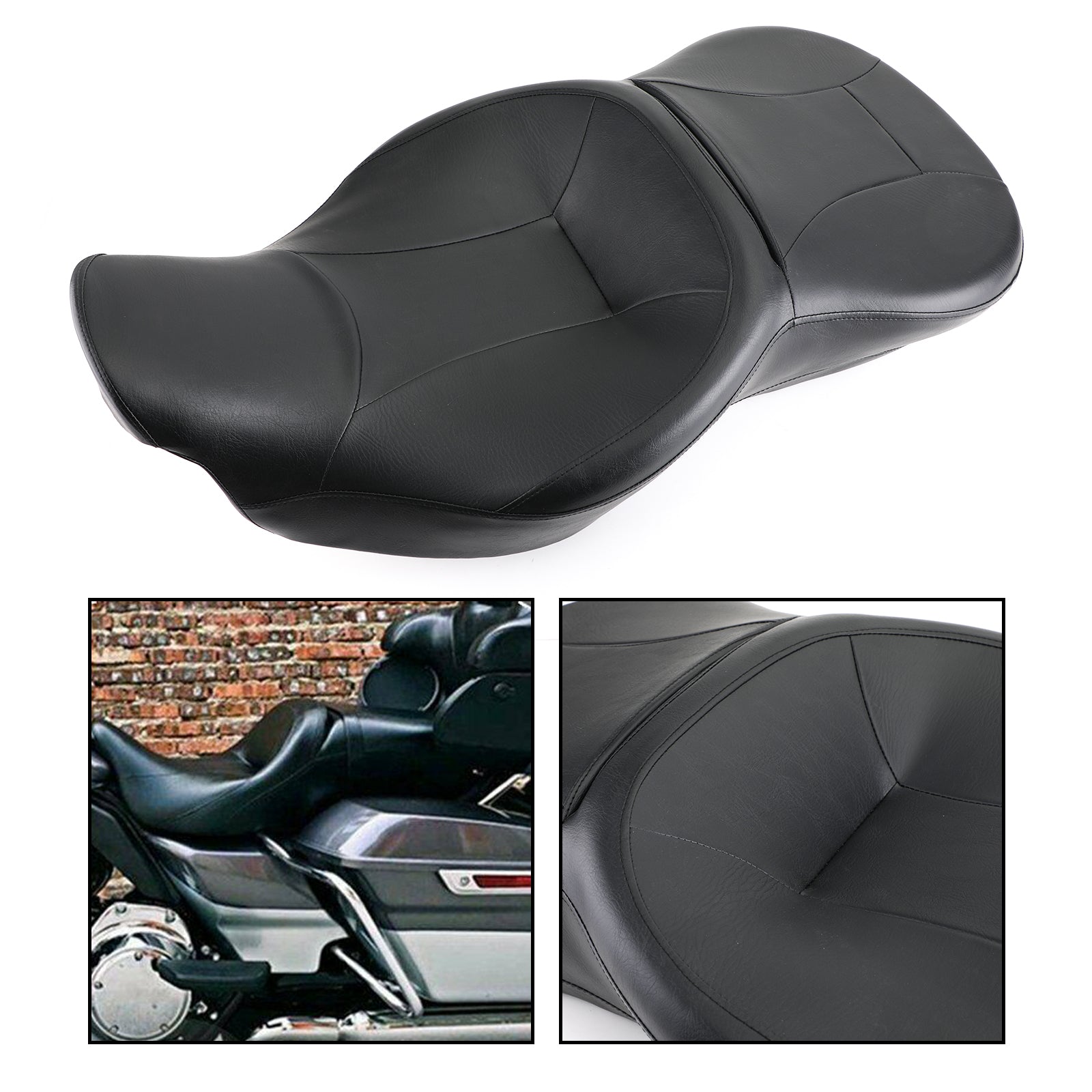 Asiento de pasajero para 2 personas apto para Touring Tri Glide FLHR FLHT FLHX FLTR 09-21 Genérico