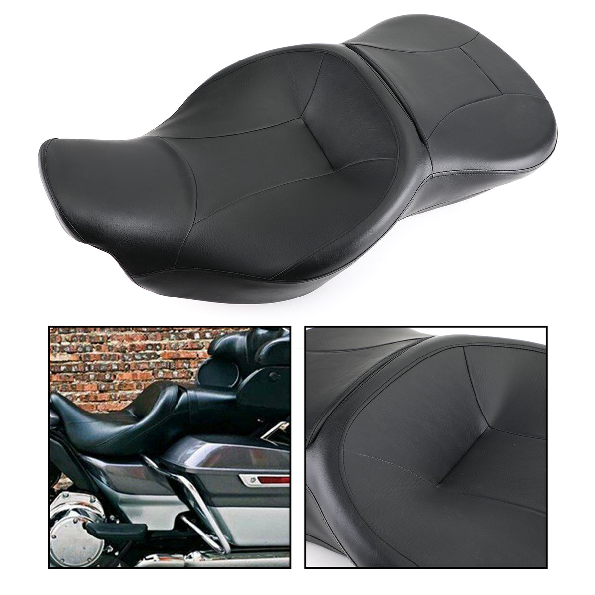 Doppelsitz für Fahrer und Beifahrer, passend für Touring Tri Glide FLHR FLHT FLHX FLTR 09–21 Generic