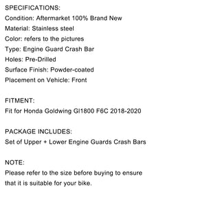 Protezioni motore telaio barre di protezione adatte per Honda Goldwing Gl1800 F6C 18-20 19 cromato generico
