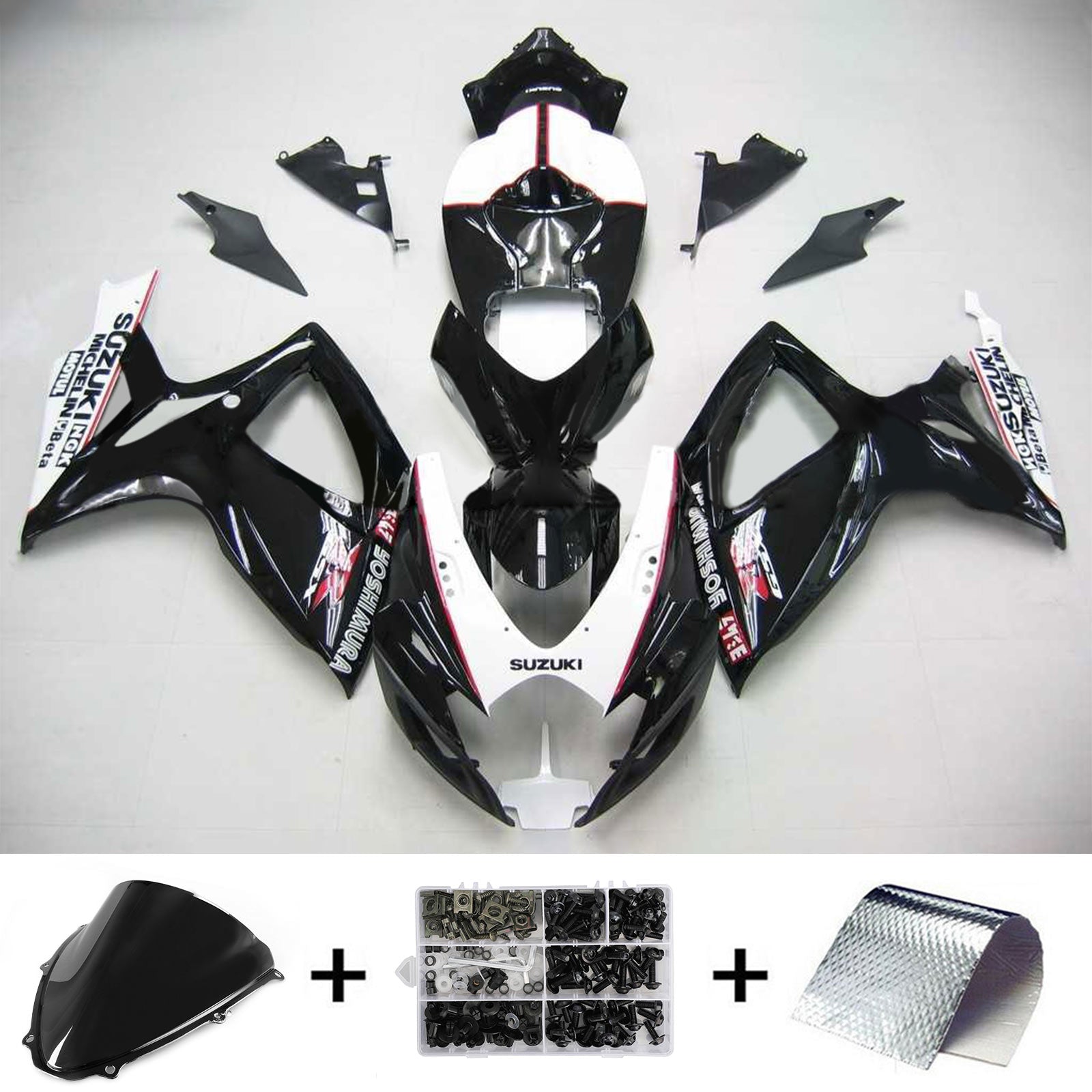 Amotopart 2006-2007 Suzuki GSXR 600/750 Glossy Black&White Fairing Kit