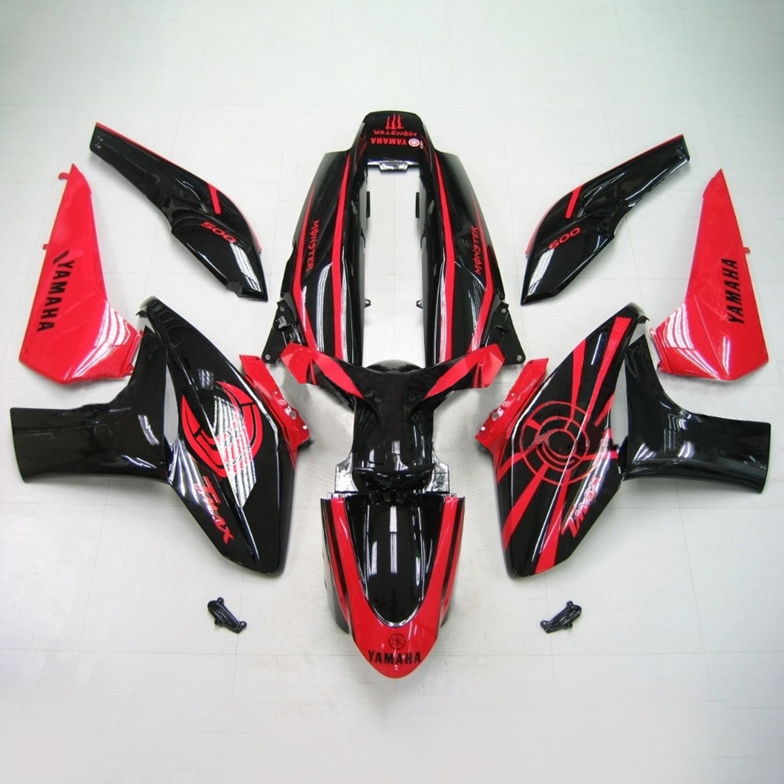 Amotopart Yamaha 2008-2012 T-Max XP500 Black With Red Line Fairing Kit