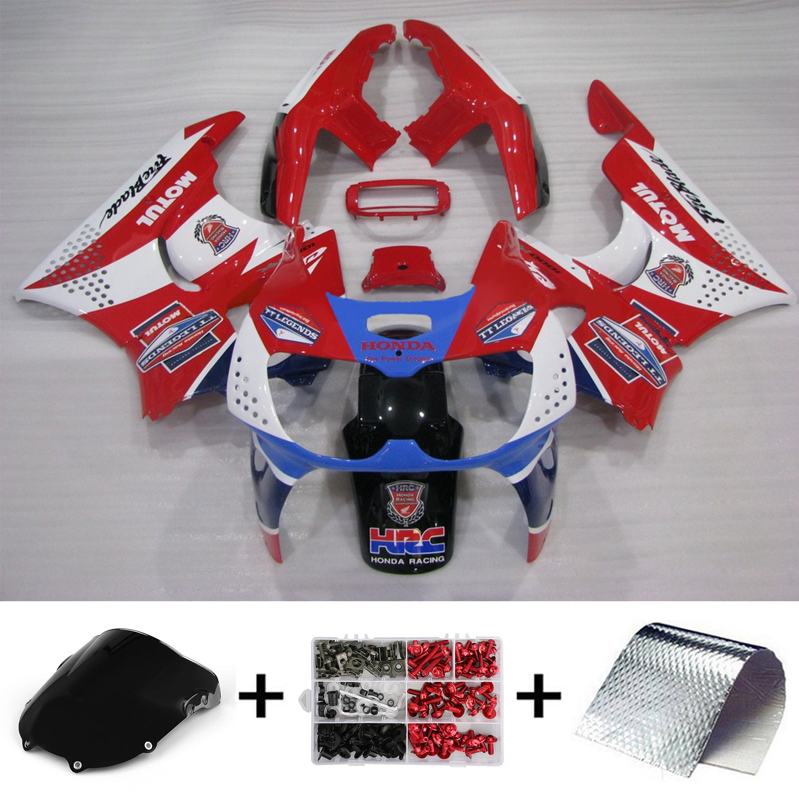 Amotopart 1994-1995 Honda CBR900RR 893 Kit de carénage rouge et bleu Style3