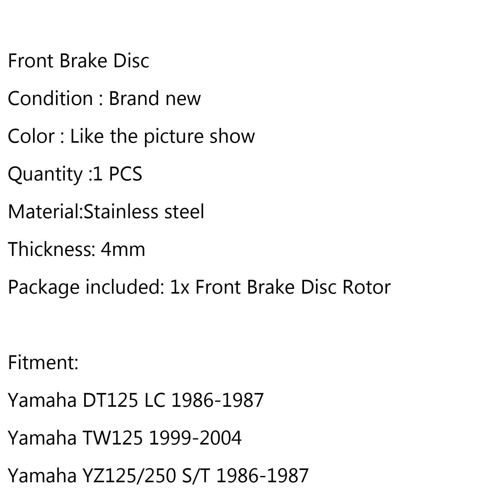 Front Brake Disc Rotor Fit for Yamaha TTR230 05-13 XTZ125 04-10 YZ 125/250/490