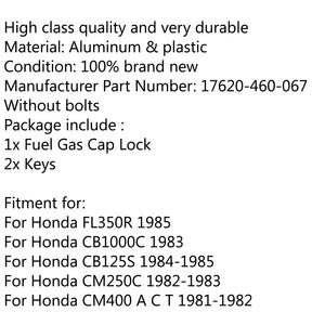Chiavi del tappo del serbatoio del carburante per Honda CBT125 CB125S/450SC CB650/750 C/SC CB900C/1000C