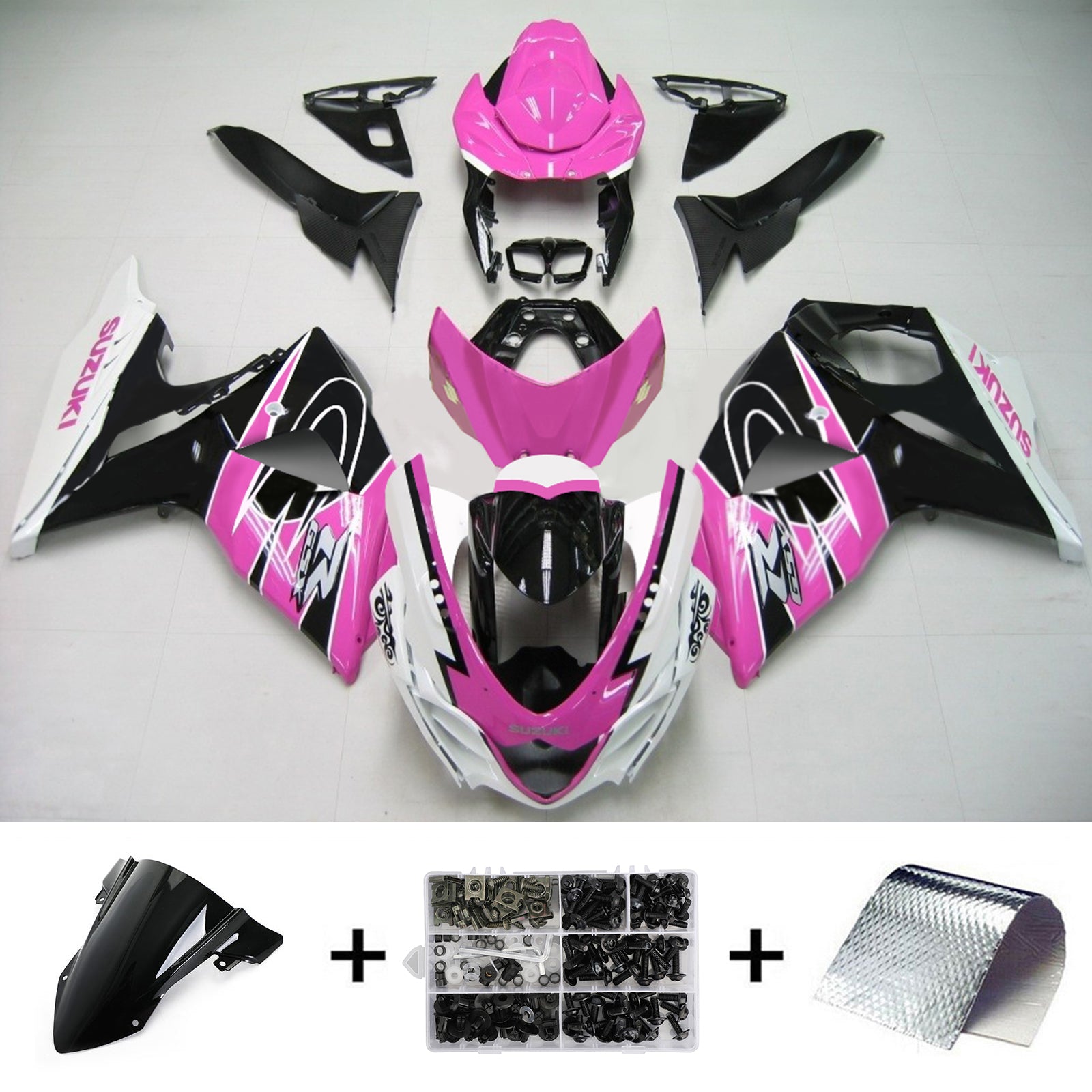 Amotopart 2009-2016 Suzuki GSXR1000 Fairing Pink Kit