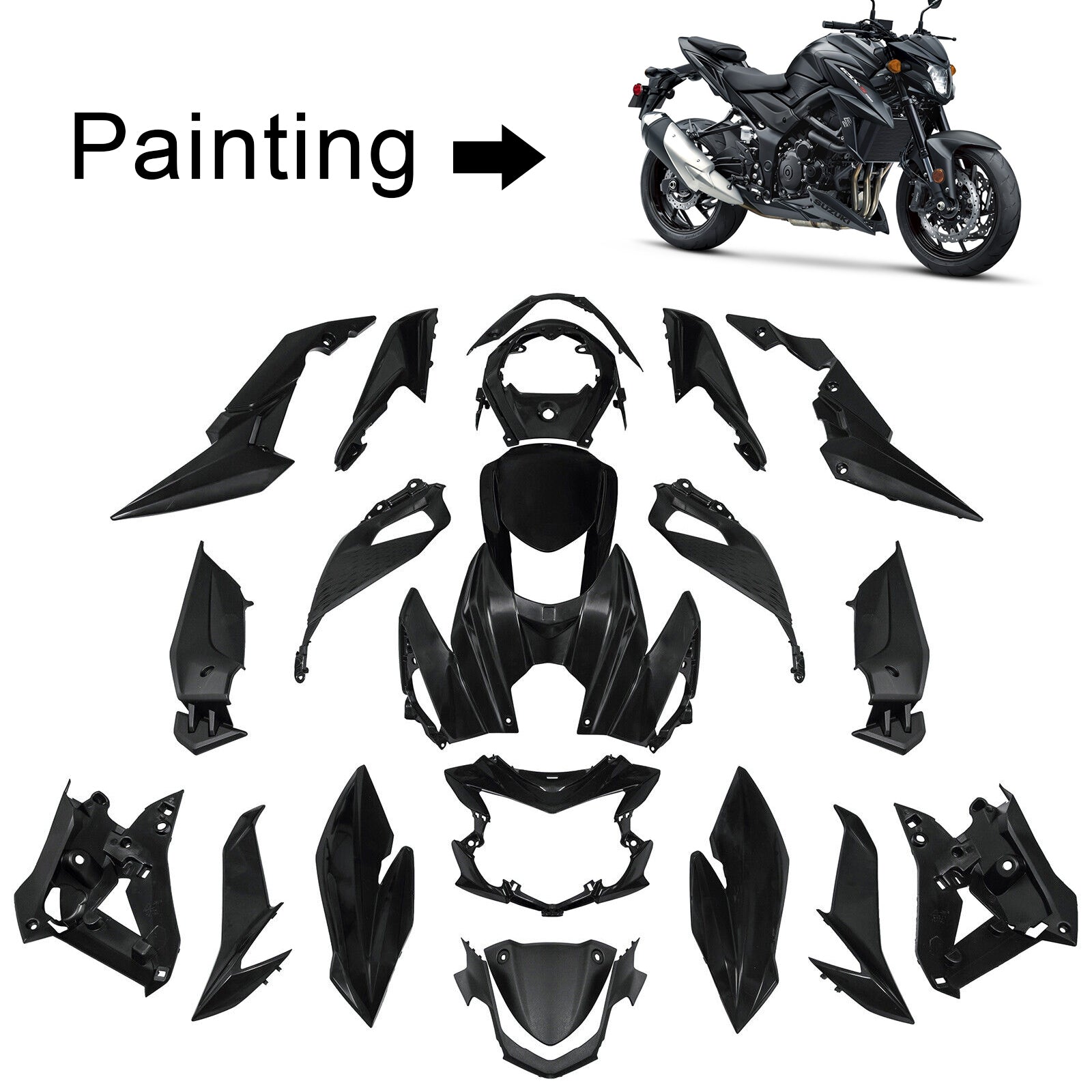 Amotopart 2017-2022 Suzuki GSX-S 750 Kit de carenado negro mate