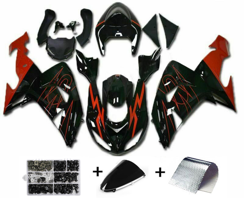 Amotopart Kawasaki ZX10R 2006 2007 Amotopart フェアリング レッド ブラック プラスチック