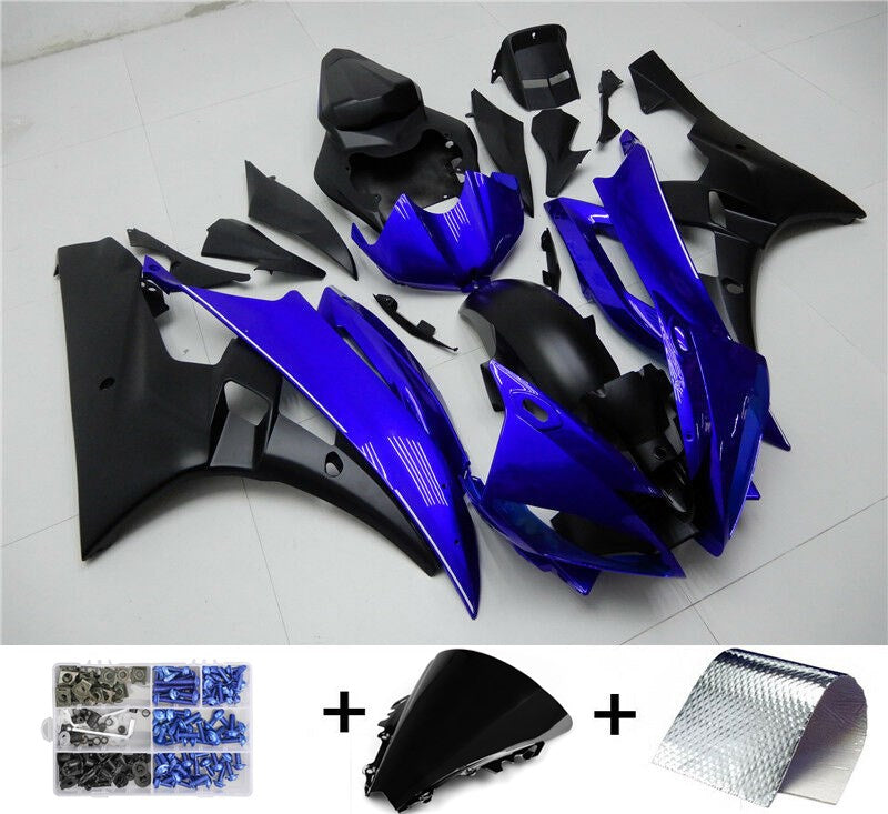 Amotopart 2006-2007 Yamaha YZF-R6 Kit de carénage bleu noir