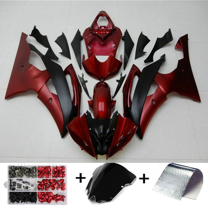 Kit carena Amotopart 2008-2016 Yamaha YZF-R6 rosso nero opaco