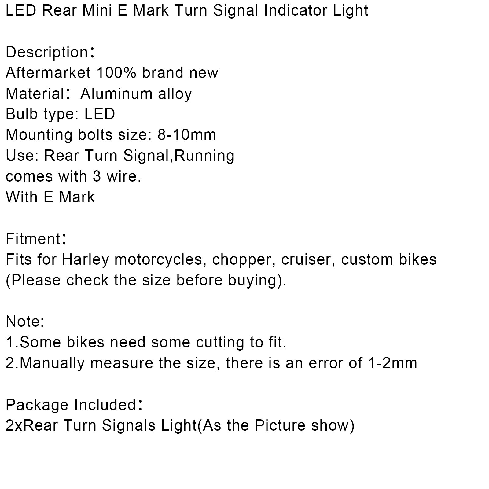 スポーツスター ツーリング ダイナ ソフテイル LED リア ミニ E マーク ウインカー インジケーター