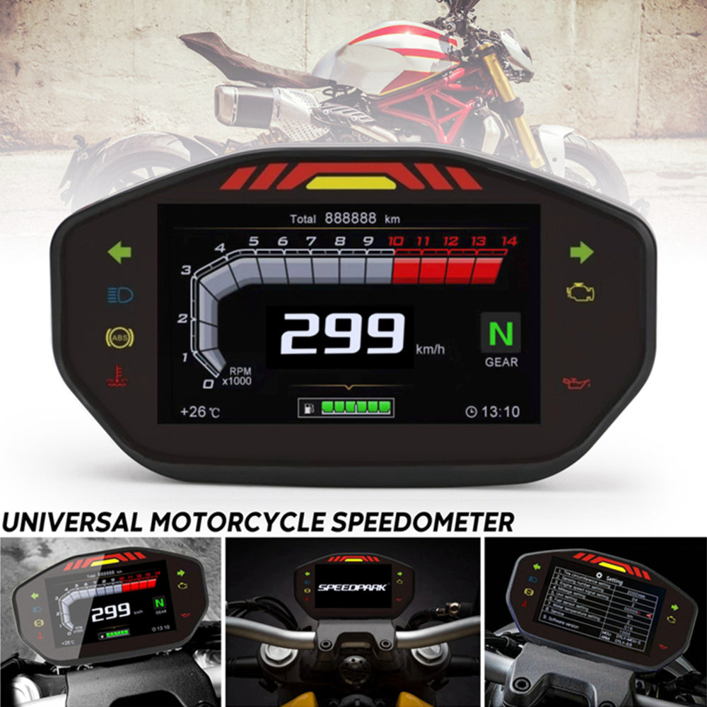 Universal Motorrad Tft Digital Tachometer 14000 U/min 6 Gang Hintergrundbeleuchtung Kilometerzähler