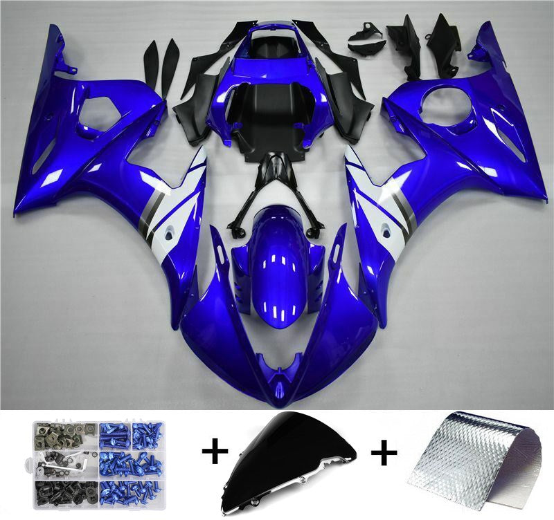 Amotopart 2005 Yamaha YZF-R6 Kit de carenado azul blanco