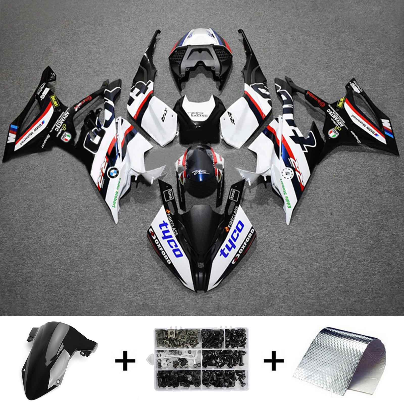 Amotopart 2019-2022 BMW S1000RR/M1000RR White Multi Racing Fairing Kit