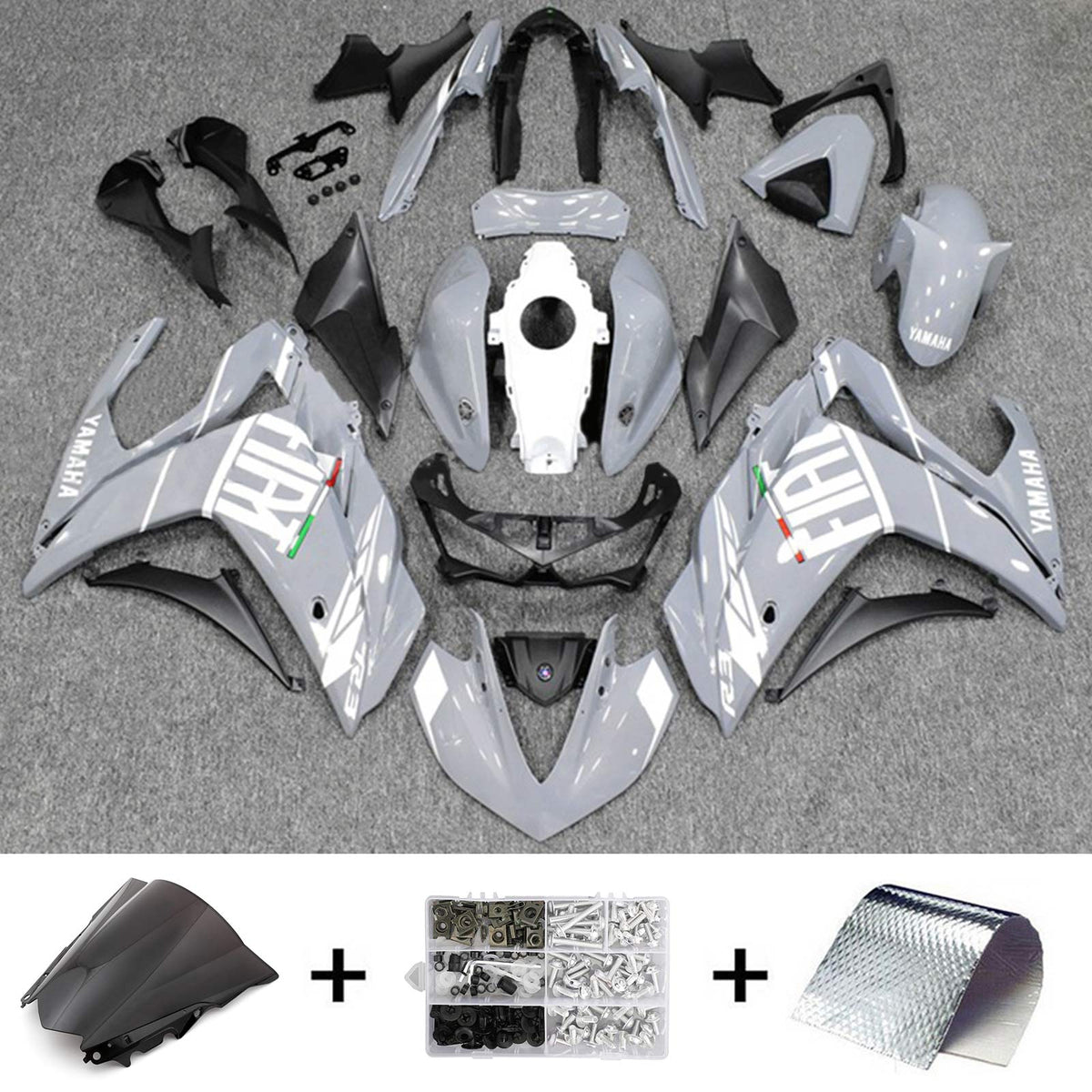 Amotopart Verkleidungsset Yamaha 2014-2018 YZF R3 &amp; 2015-2017 YZF R25 Schwarz Grau
Weißes Verkleidungsset
