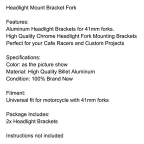 Universal Motorcycle Headlight Turn Light Mount Bracket For 41mm Fork Tube