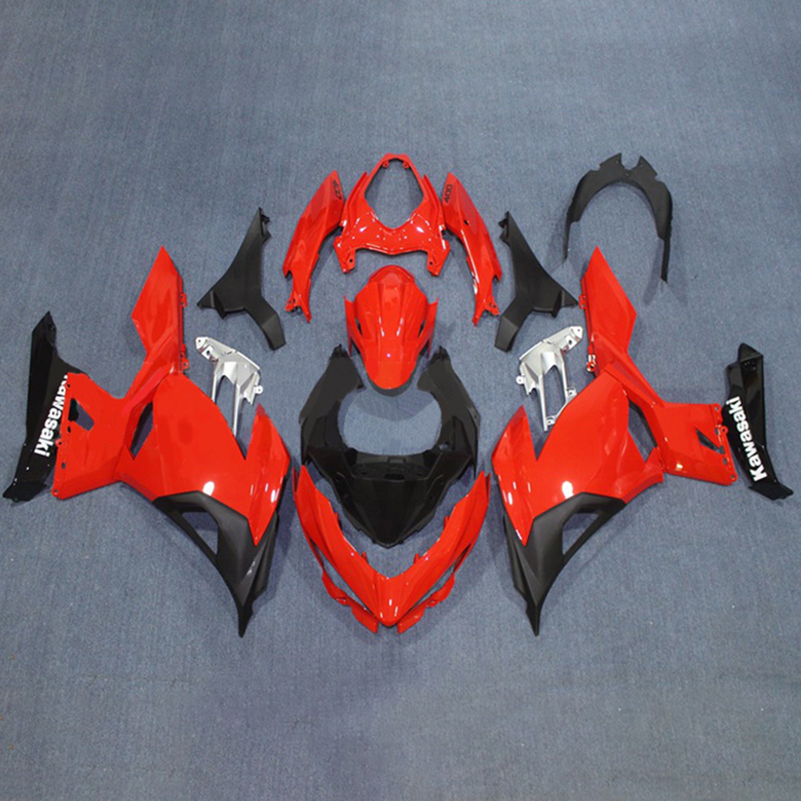 Amotopart Kawasaki 2018-2023 EX400/Ninja400 Red Black Fairing Kit