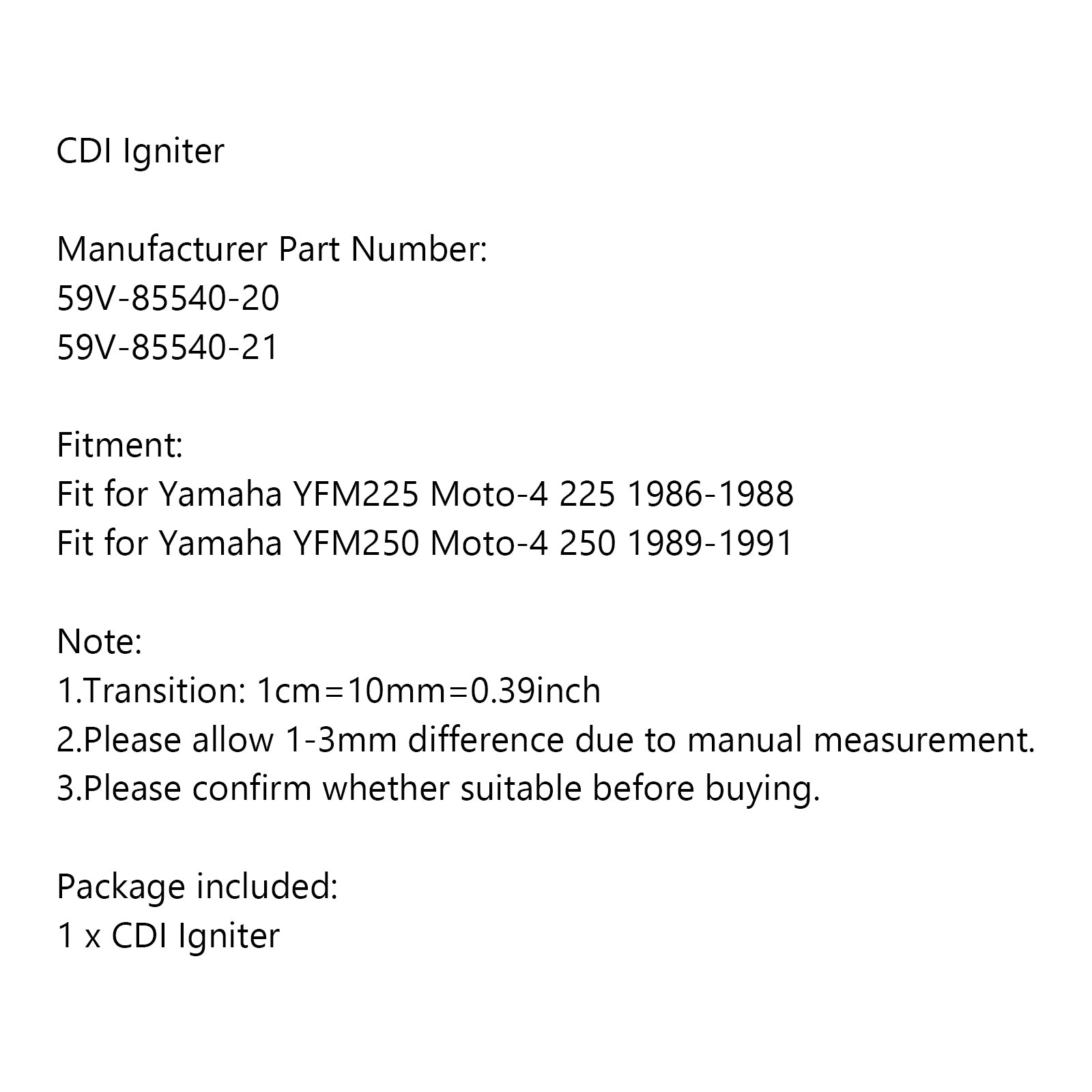 CDI-Zünder 59V-85540-20 passend für Yamaha YFM225 Moto-4 86-88 YFM250 Moto-4 89-91