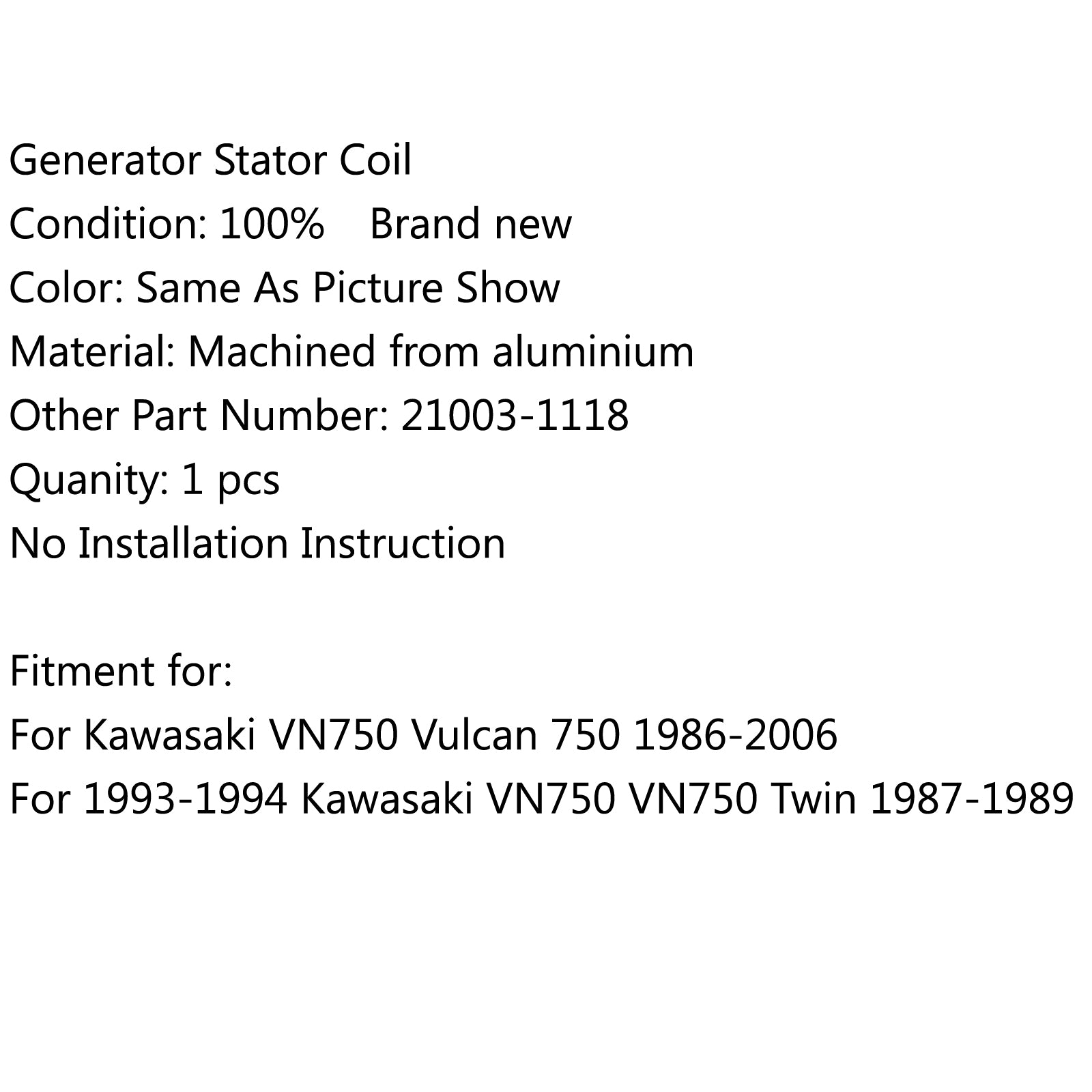 Generator Stator Coil For Kawasaki VN750 Vulcan 750 86-06 VN750 Twin 87-89 via fedex