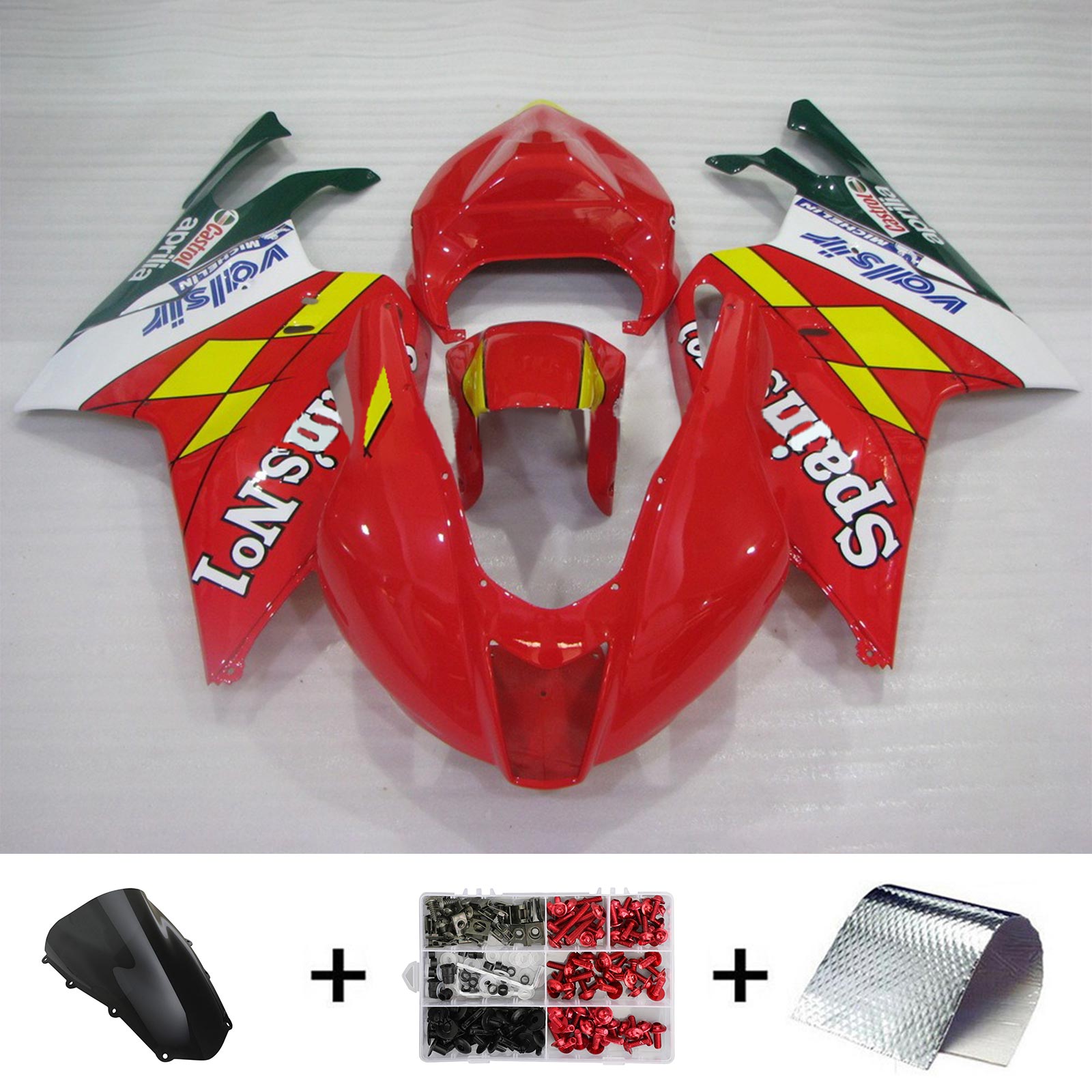 Amotopart 2003-2006 Aprilias RSV1000 Red&Yellow Fairing Kit