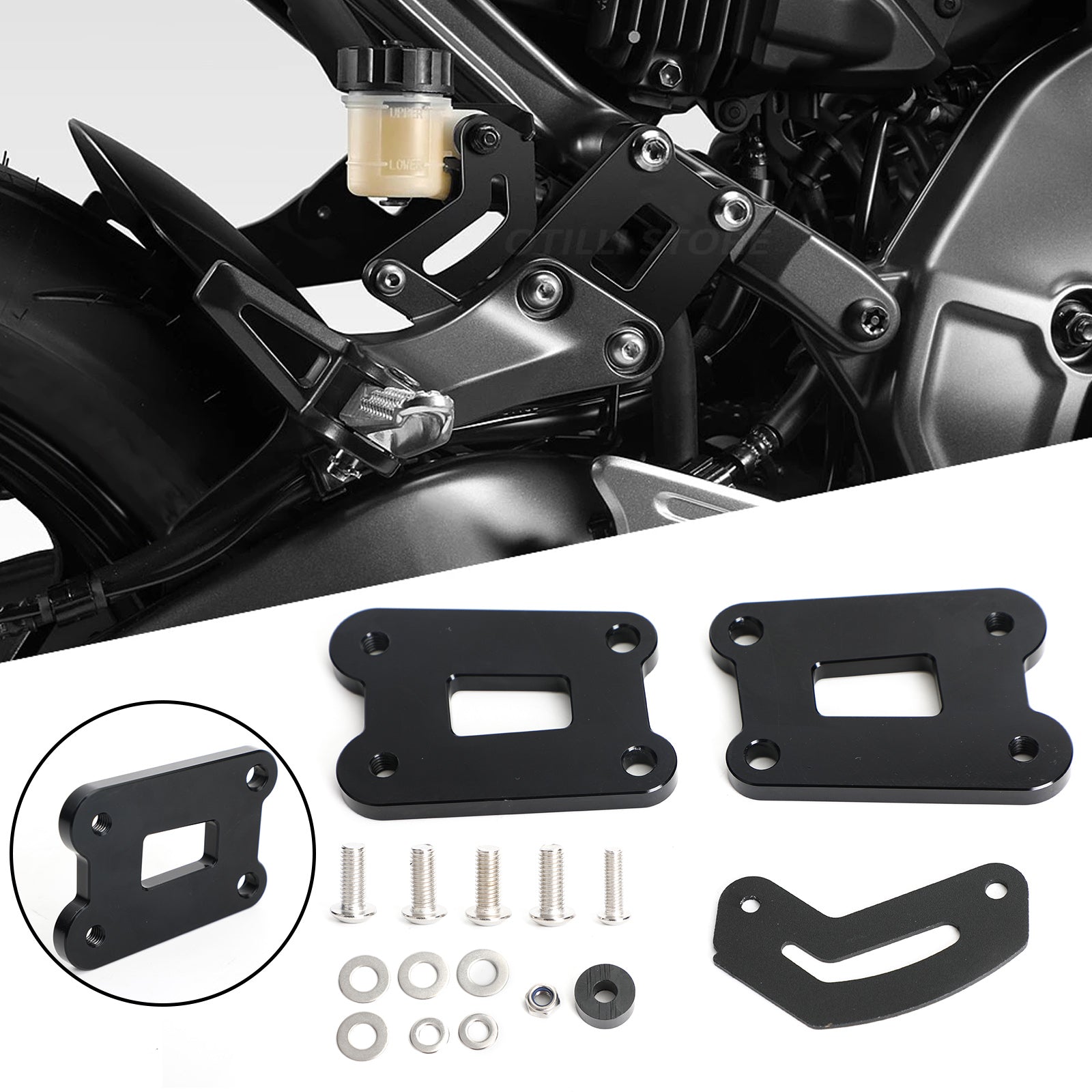 SaferCCTV Kit 9 Pedane Per Moto | Supporti Poggiapiedi Universali In Alluminio