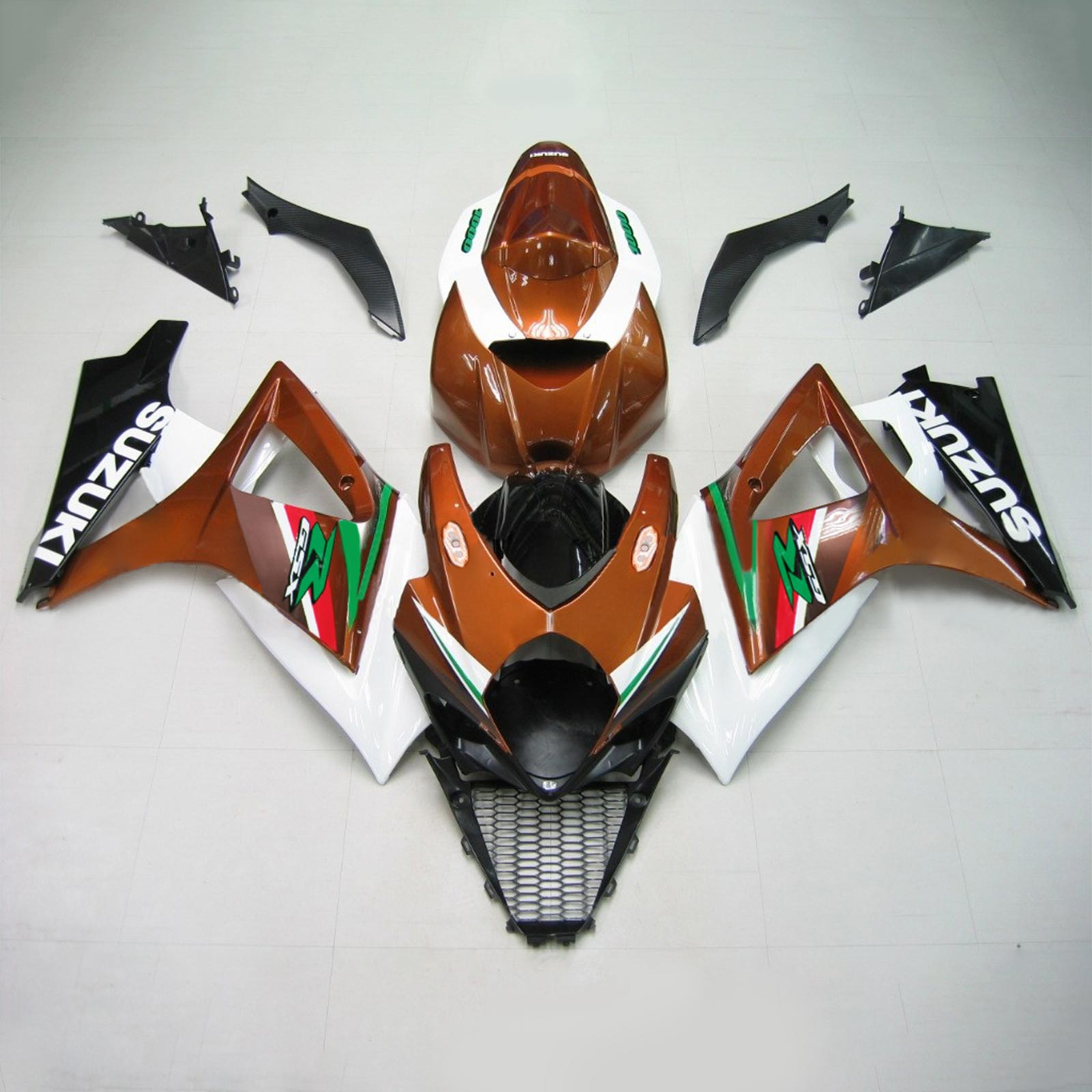 Amotopart 2007-2008 Suzuki GSXR1000 Fairing Brown&Green Kit