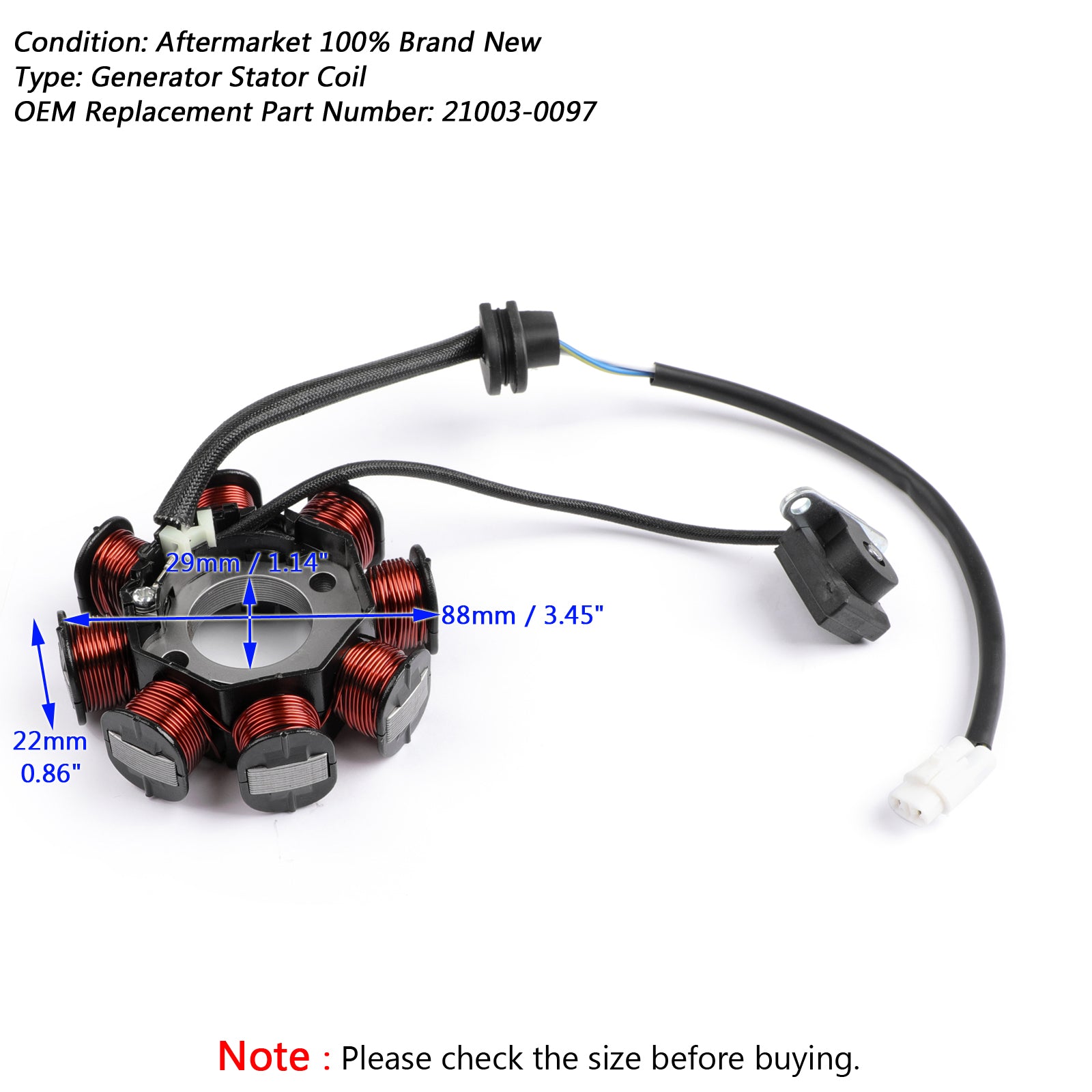 Bobine de Stator de générateur magnéto, pour Kawasaki KLX110 KLX110L 2010-2018 21003-0097 via fedex