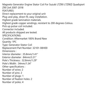 Statore generatore per Suzuki LTZ90 LTZ90Z Quadsport Z90 2x4 07-18 32101-08H0