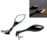 Pair 10mm Motorcycle LED Turn Signal Integrated Indicator Light Rearview Mirrors Generic