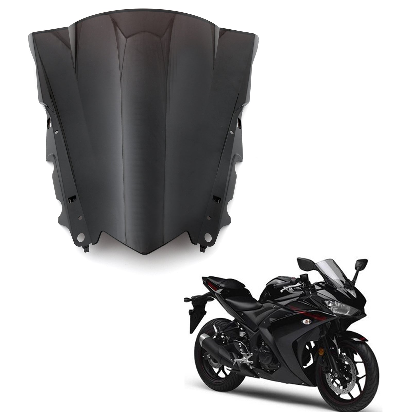 Yamaha 14-18 YZF-R25 & 15-18 YZF-R3 Pare-brise Pare-brise Noir