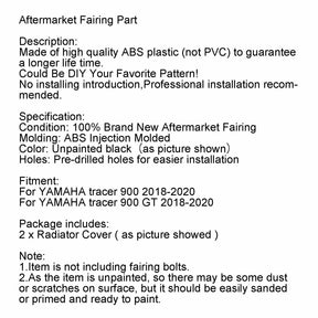 Pannelli carenatura laterale radiatore non verniciati per Yamaha Tracer 900/GT 2018-2020