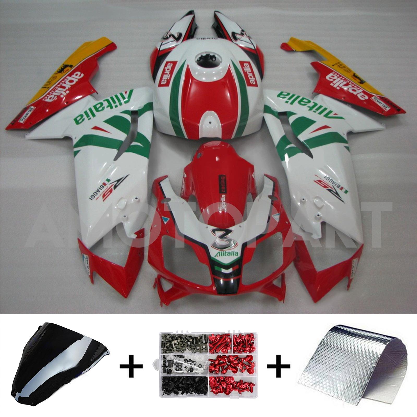 Amotopart Aprilia RS125 2006-2011 Rouge&Kit de carénage blanc Style8