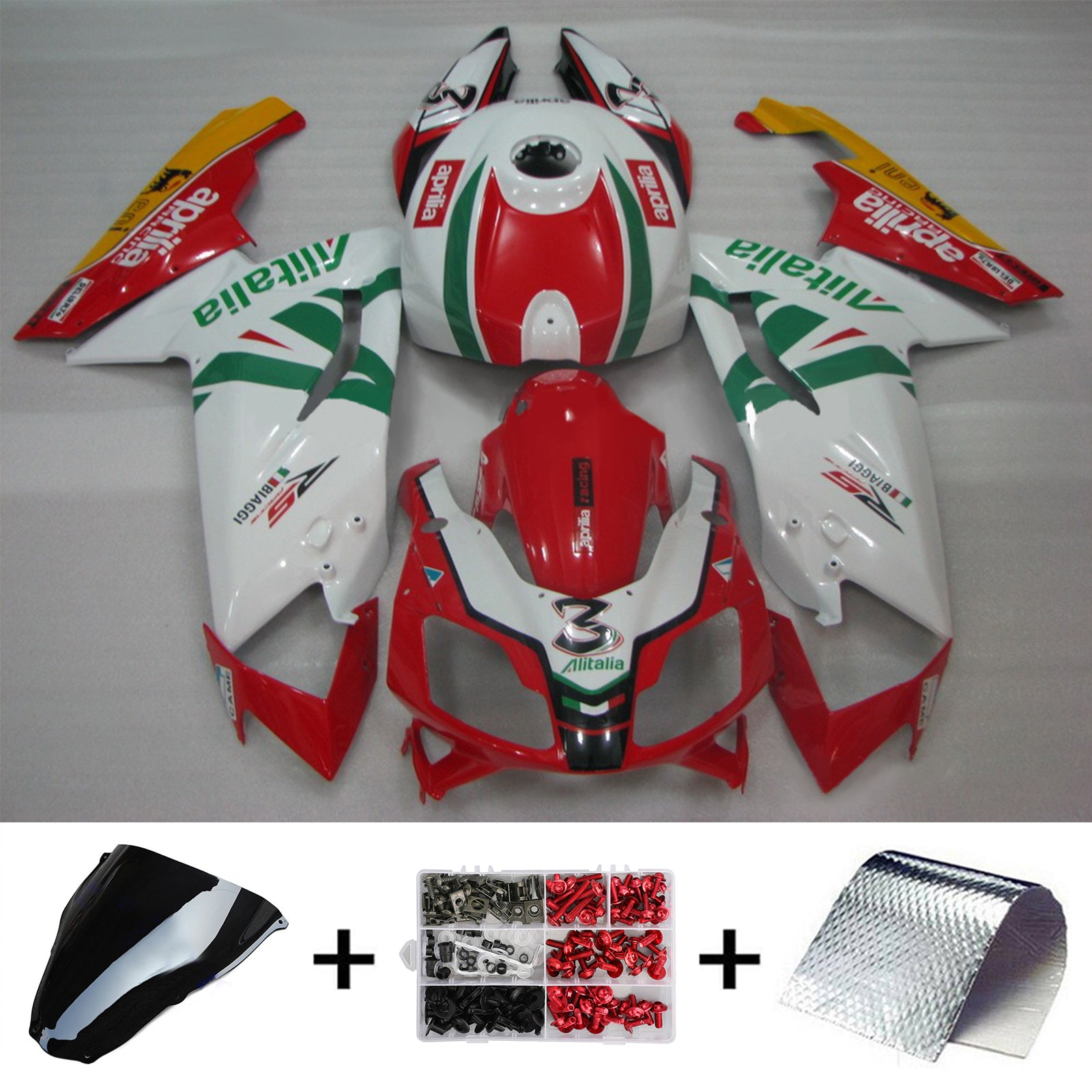 Amotopart Aprilia 2006-2011 RS125 レッド&ホワイト Style8 フェアリングキット