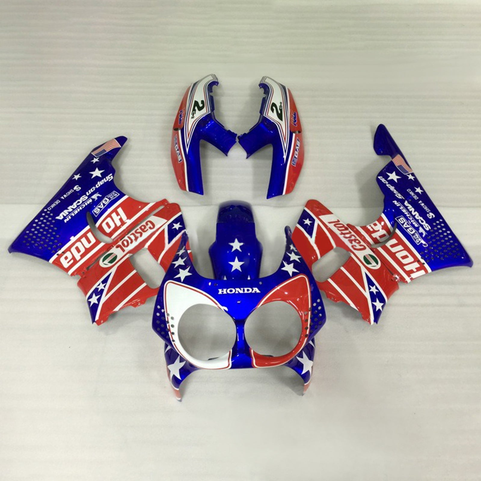 Amotopart 1992-1993 Honda CBR900RR 893 Fairing Blue&Red Castrol Kit