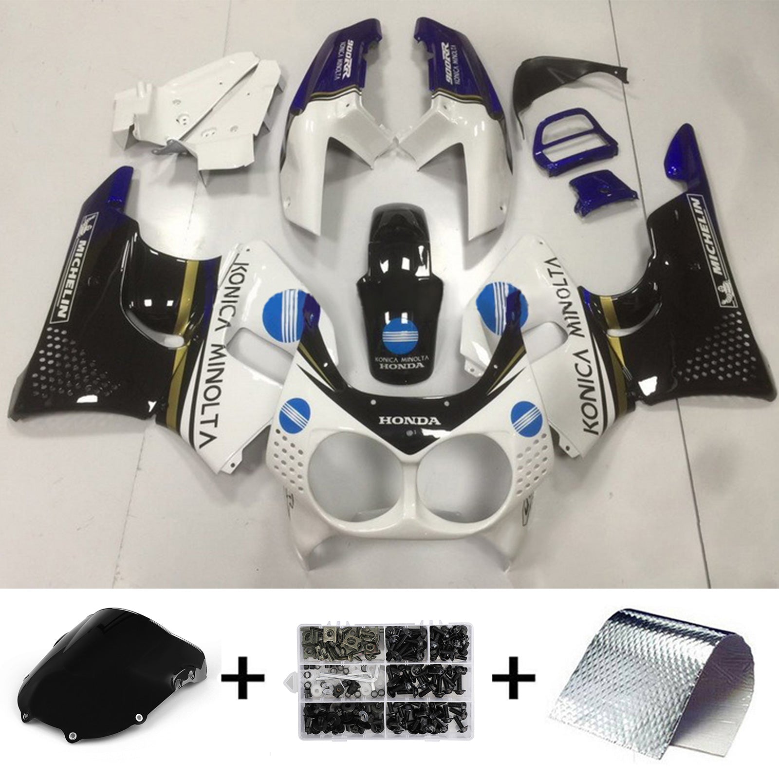 Amotopart 1992-1993 Honda CBR900RR 893 Fairing White&Black Kit