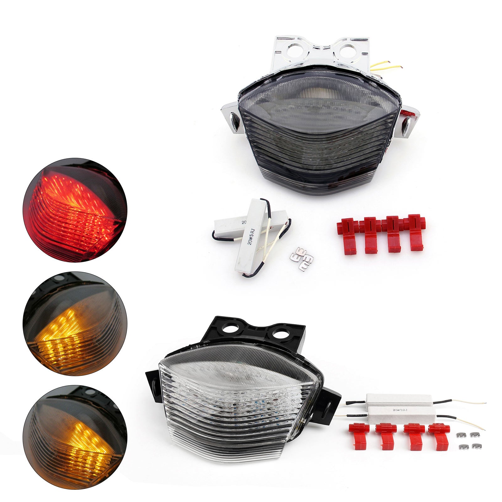 06-08 Kawasaki Ninja 650R LED luces traseras intermitentes transparentes