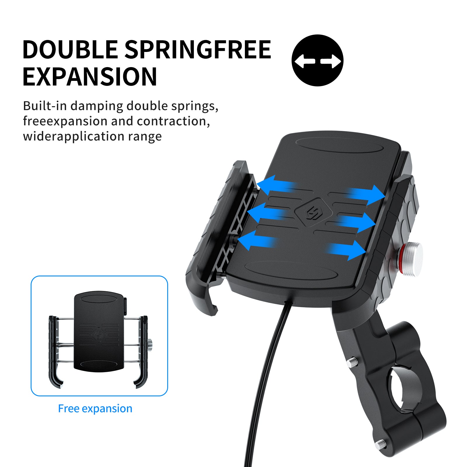 Staffa di ricarica wireless Staffa di estensione del telefono da 15 W per motocicletta nera generica