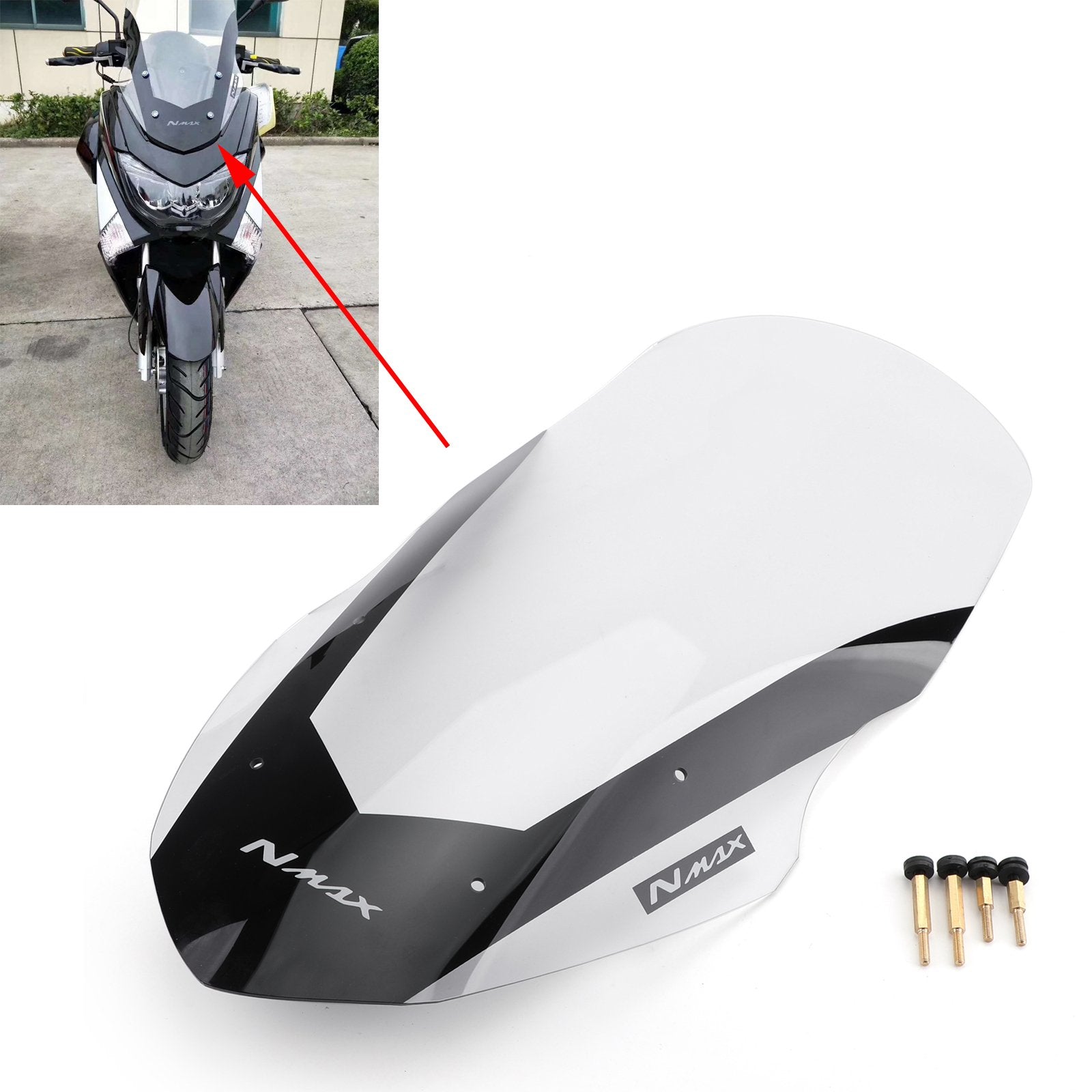 ABS Windschutzscheibe Windabweiser Passend für Yamaha NMAX155 NMAX 155 2016-2018 Klar