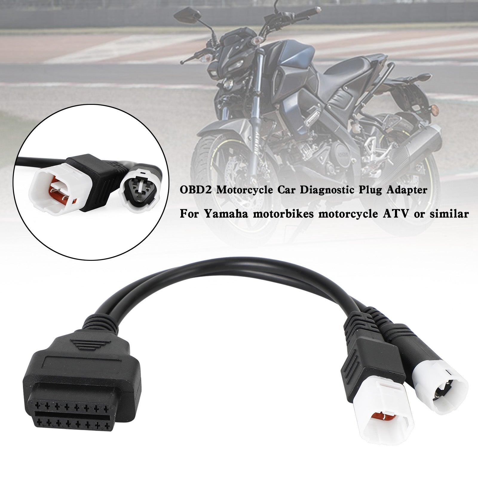 Conector adaptador de diagnóstico OBD2 2 en 1 de 3 pines y 4 pines para motocicleta Yamaha