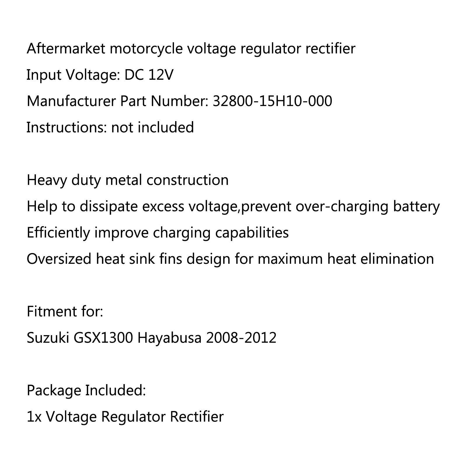 Voltage Regulator Rectifier 32800-15H10-000 For Suzuki GSX1300 Hayabusa 2008-12